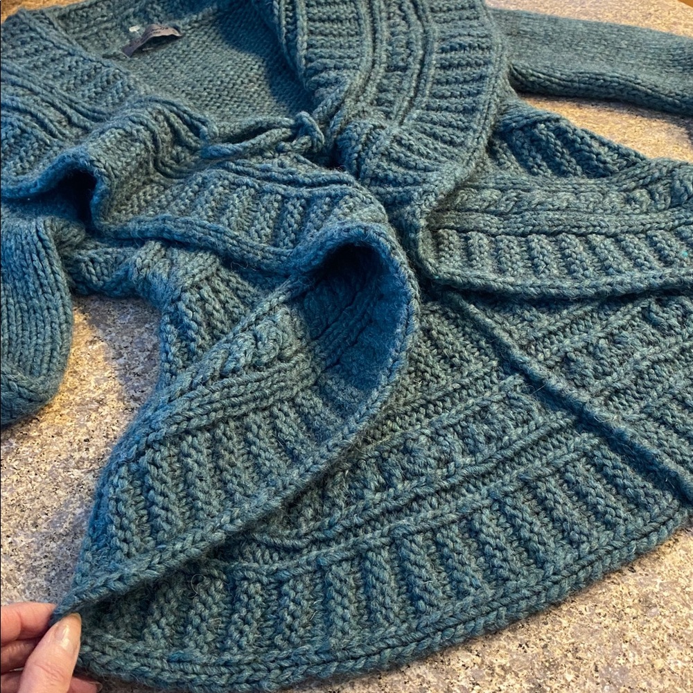Elsamanda Knit Sweater Tie closure Ruffle or Shawl Collar Wool Alpaca Italy - Picture 5 of 17